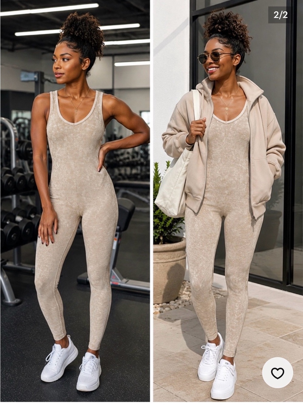 Zenana ash mocha Ribbed Tank Jumpsuit new - Picture 2 of 2